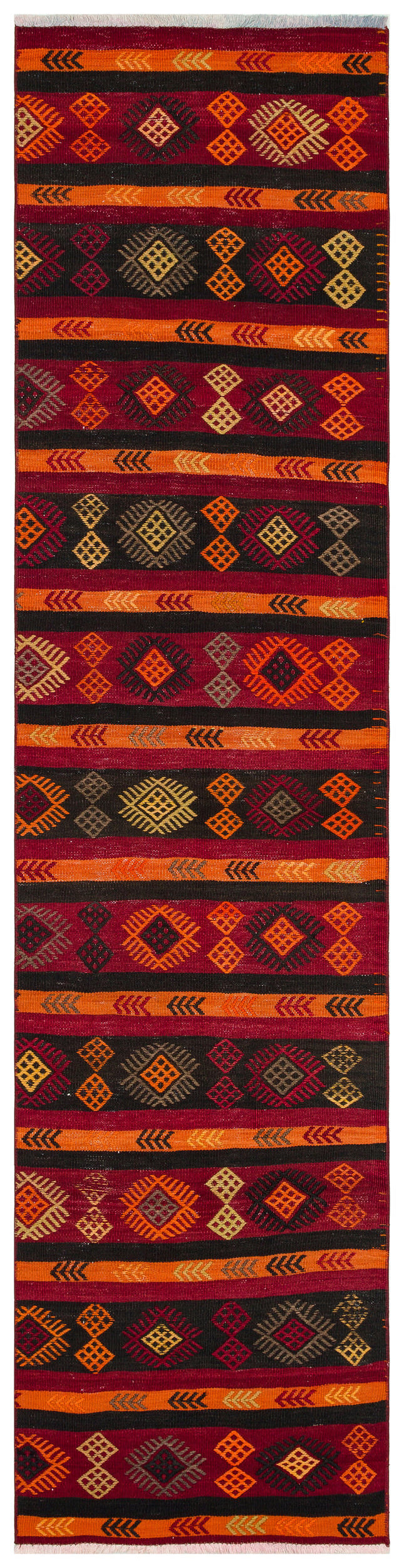 Geometric Over Dyed Kilim Rug 2'2'' x 8'10'' ft 66 x 270 cm