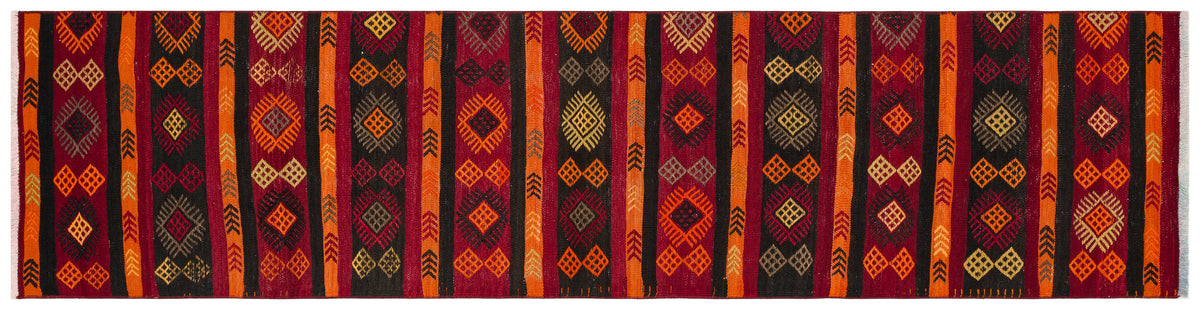 Geometric Over Dyed Kilim Rug 2&#39;2&#39;&#39; x 8&#39;10&#39;&#39; ft 66 x 270 cm