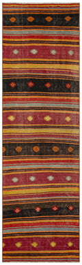 Striped Over Dyed Kilim Rug 2'10'' x 9'7'' ft 86 x 291 cm