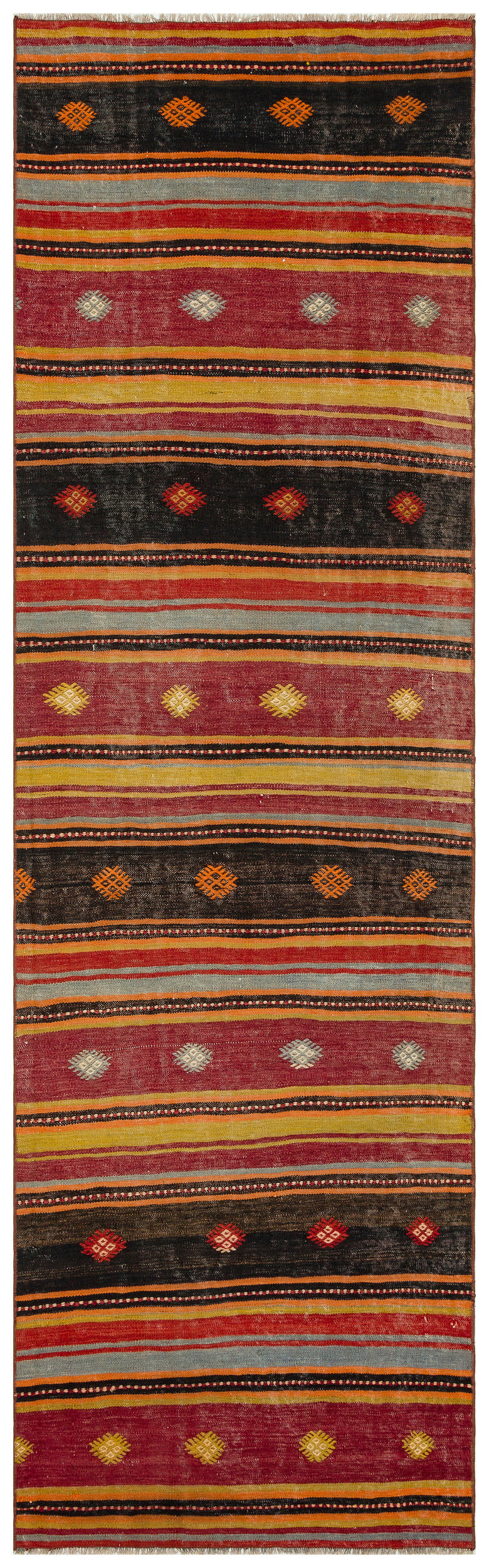 Striped Over Dyed Kilim Rug 2&#39;10&#39;&#39; x 9&#39;7&#39;&#39; ft 86 x 291 cm
