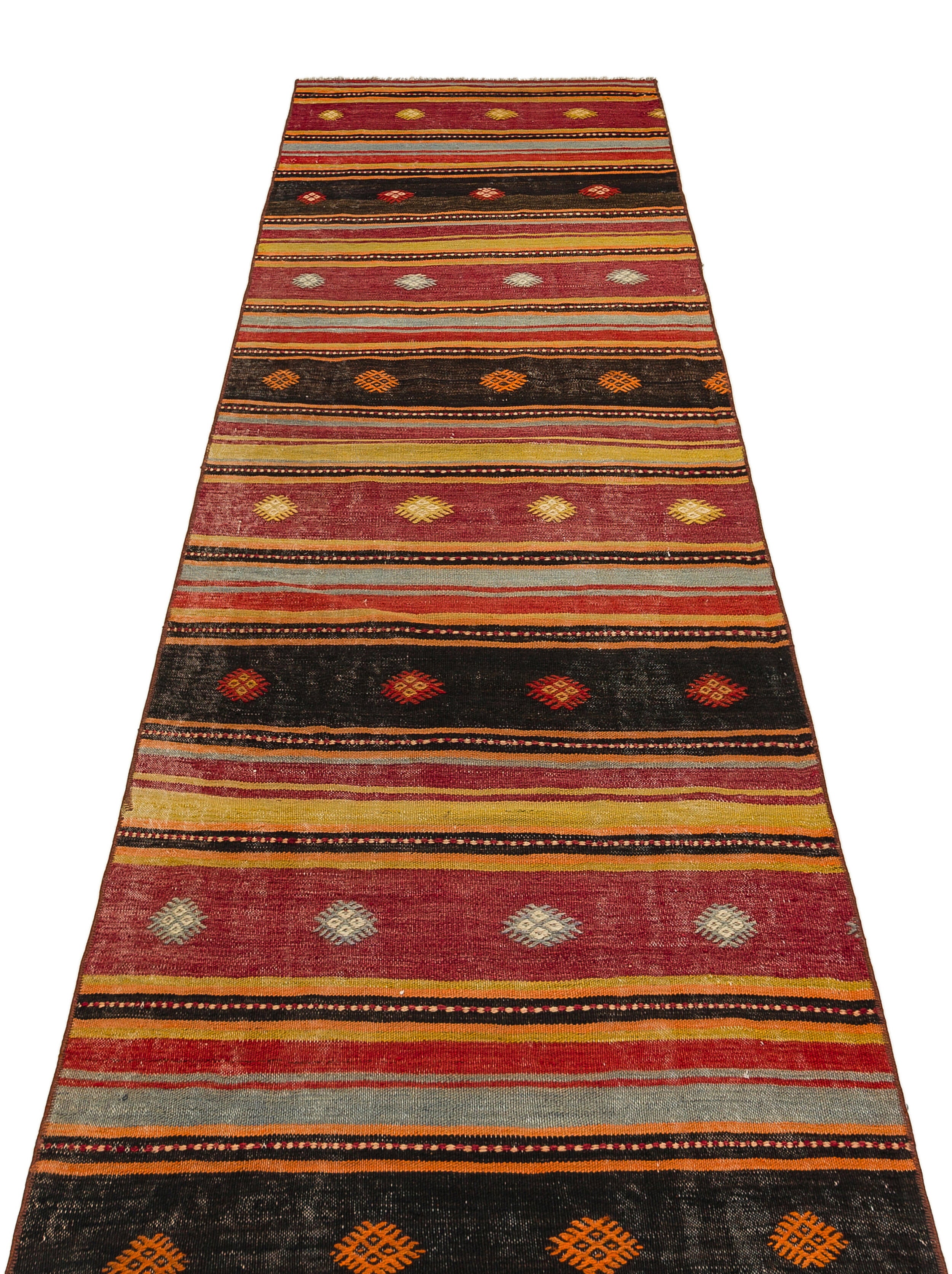 Striped Over Dyed Kilim Rug 2'10'' x 9'7'' ft 86 x 291 cm