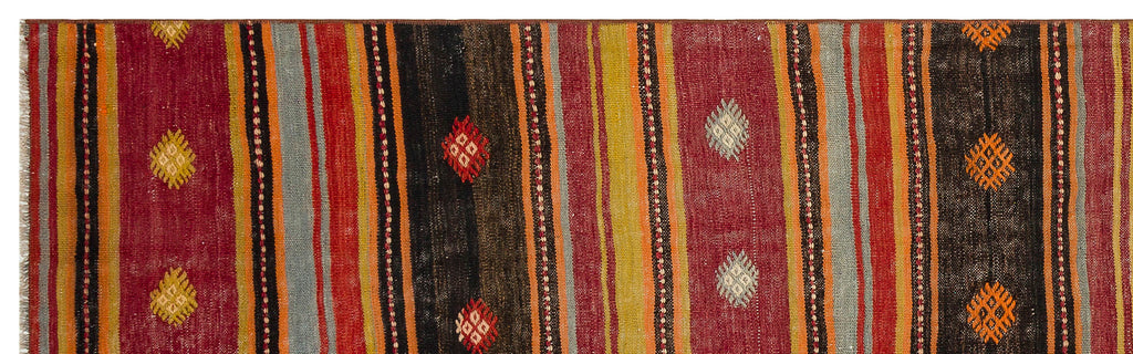 Striped Over Dyed Kilim Rug 2'10'' x 9'7'' ft 86 x 291 cm