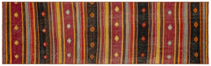 Striped Over Dyed Kilim Rug 2'10'' x 9'7'' ft 86 x 291 cm