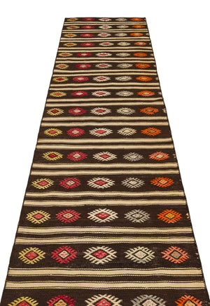 Striped Design Hand Knotted Kilim Runner 2'6'' x 10'3'' ft 76 x 312 cm