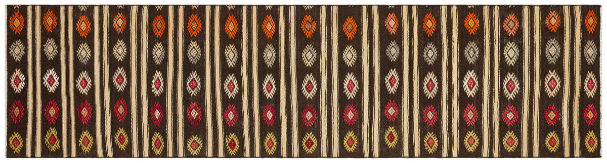Striped Design Hand Knotted Kilim Runner 2&#39;6&#39;&#39; x 10&#39;3&#39;&#39; ft 76 x 312 cm