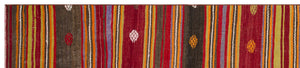 Striped Design Hand Knotted Kilim Runner 2'4'' x 10'11'' ft 72 x 334 cm