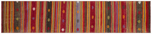 Striped Design Hand Knotted Kilim Runner 2'4'' x 10'11'' ft 72 x 334 cm