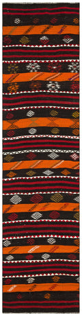 Striped Over Dyed Kilim Rug 2'9'' x 10'11'' ft 85 x 334 cm