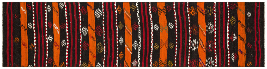 Striped Over Dyed Kilim Rug 2'9'' x 10'11'' ft 85 x 334 cm