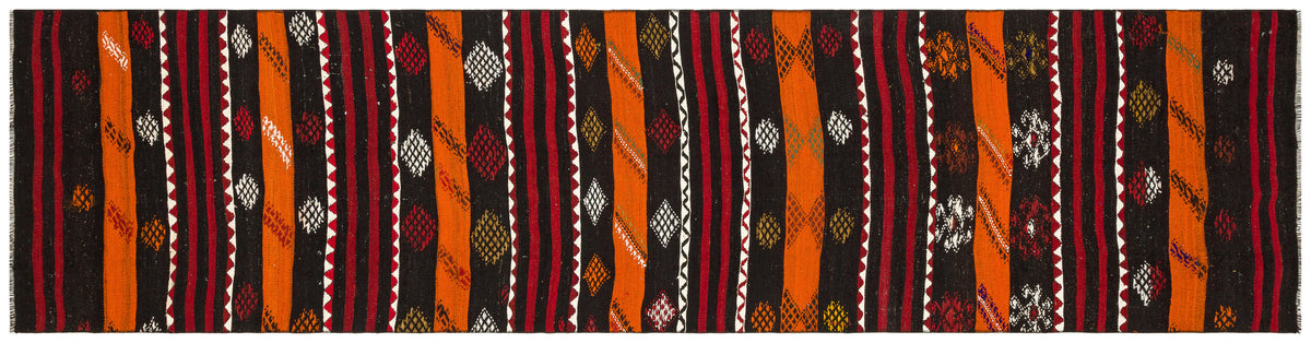 Striped Over Dyed Kilim Rug 2&#39;9&#39;&#39; x 10&#39;11&#39;&#39; ft 85 x 334 cm