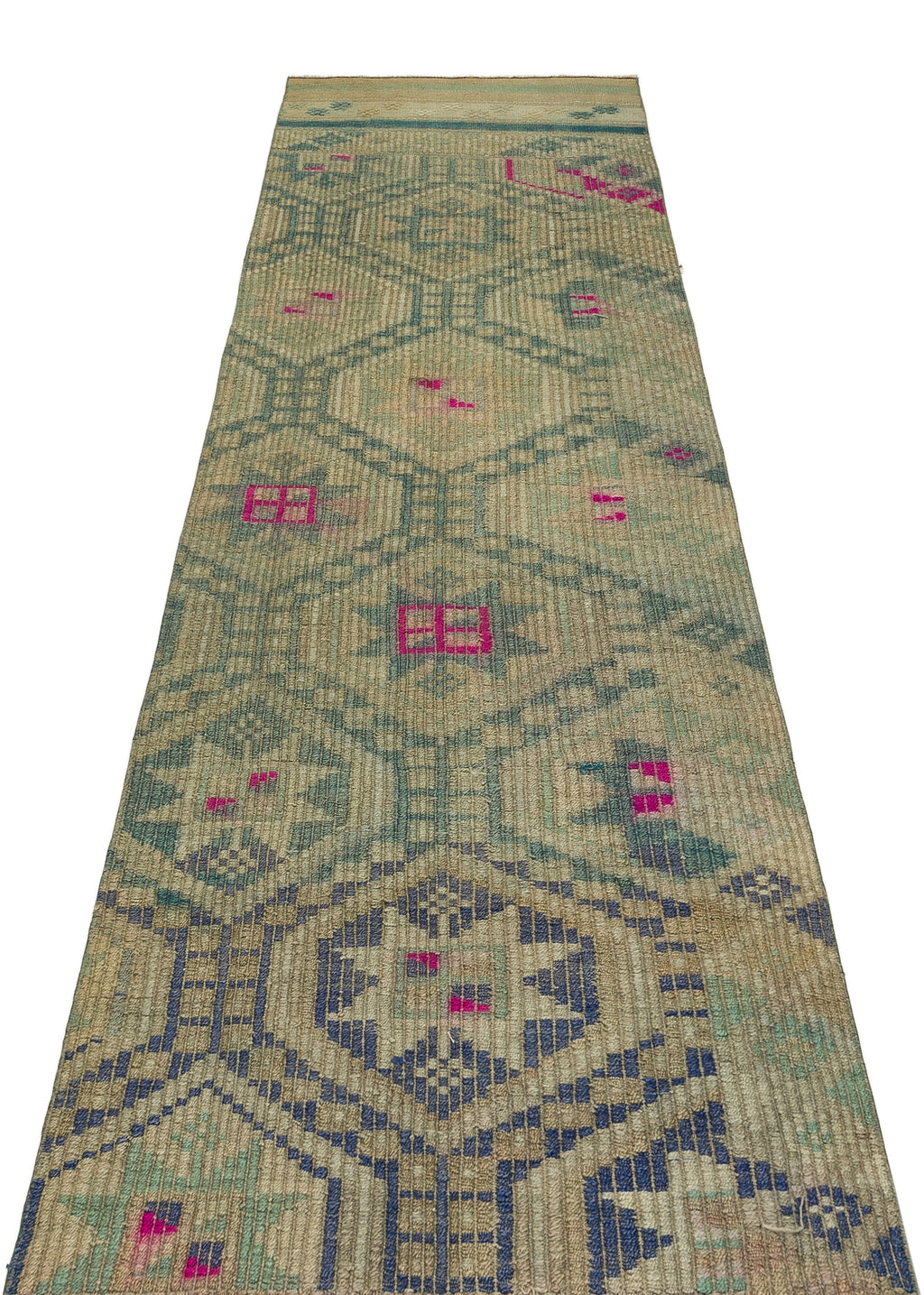 Geometric Design Hand Knotted Kilim Runner 2'9'' x 10'3'' ft 85 x 313 cm