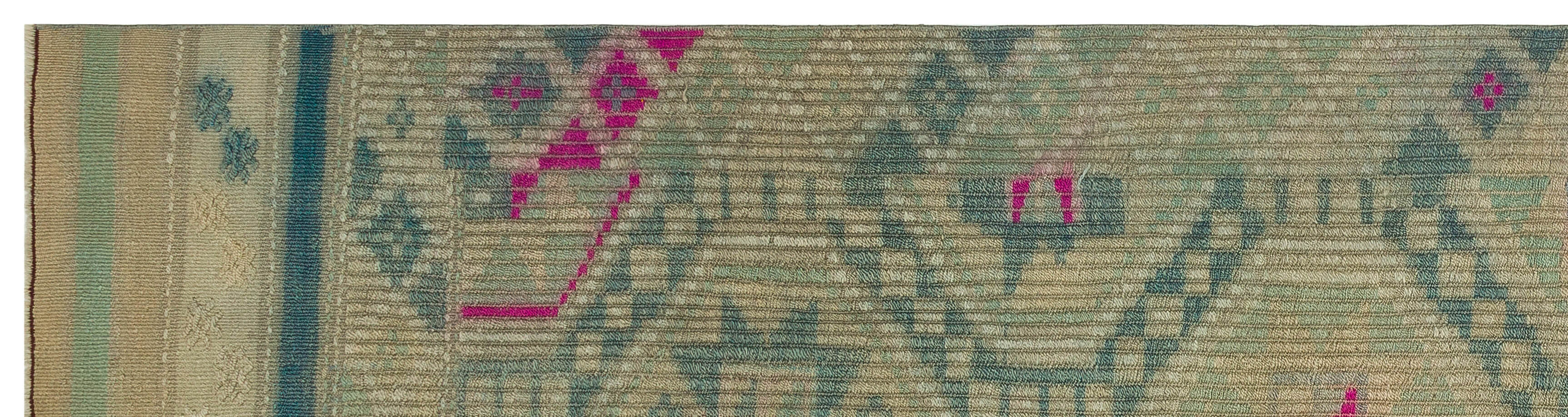 Geometric Design Hand Knotted Kilim Runner 2'9'' x 10'3'' ft 85 x 313 cm