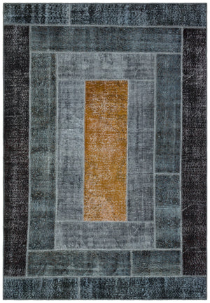 Gray Over Dyed Patchwork Unique Rug 6'3'' x 9'1'' ft 190 x 276 cm