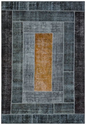 Gray Over Dyed Patchwork Unique Rug 6'3'' x 9'1'' ft 190 x 276 cm