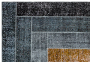 Gray Over Dyed Patchwork Unique Rug 6'3'' x 9'1'' ft 190 x 276 cm