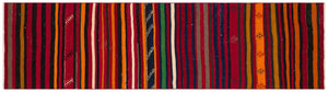 Striped Over Dyed Kilim Rug 2'8'' x 9'10'' ft 82 x 299 cm