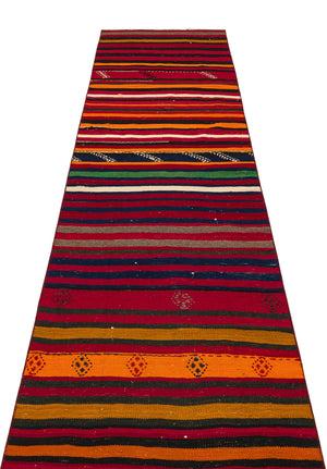 Striped Over Dyed Kilim Rug 2'8'' x 9'10'' ft 82 x 299 cm