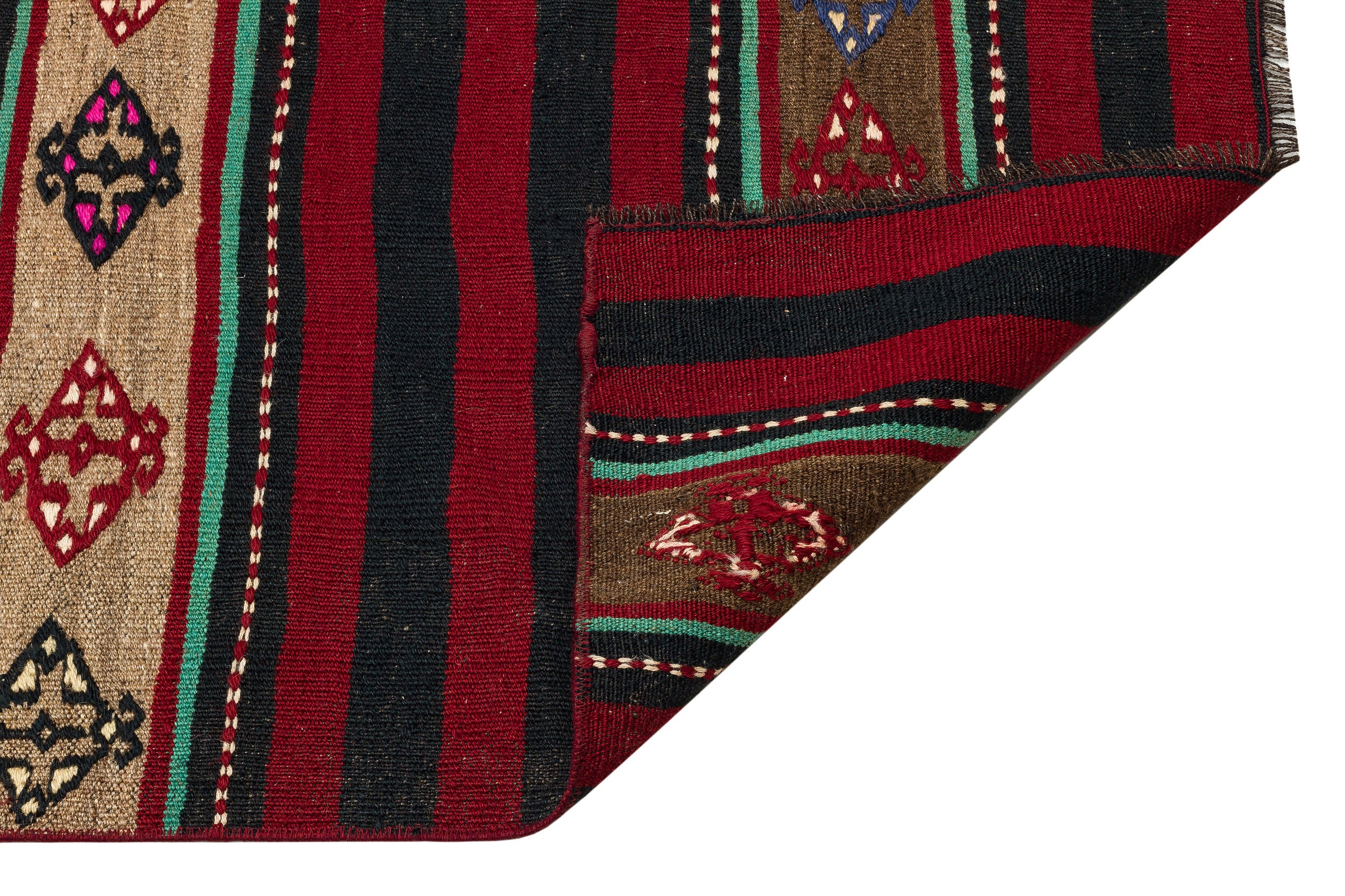 Striped Design Hand Knotted Kilim Runner 2'11'' x 10'2'' ft 90 x 311 cm