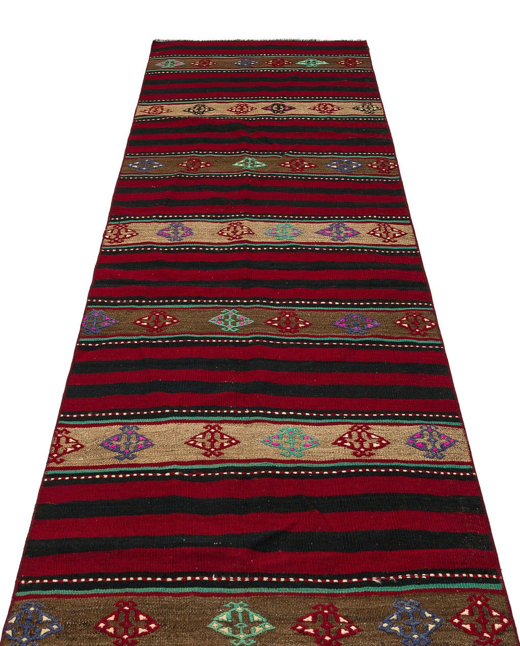 Striped Design Hand Knotted Kilim Runner 2'11'' x 10'2'' ft 90 x 311 cm