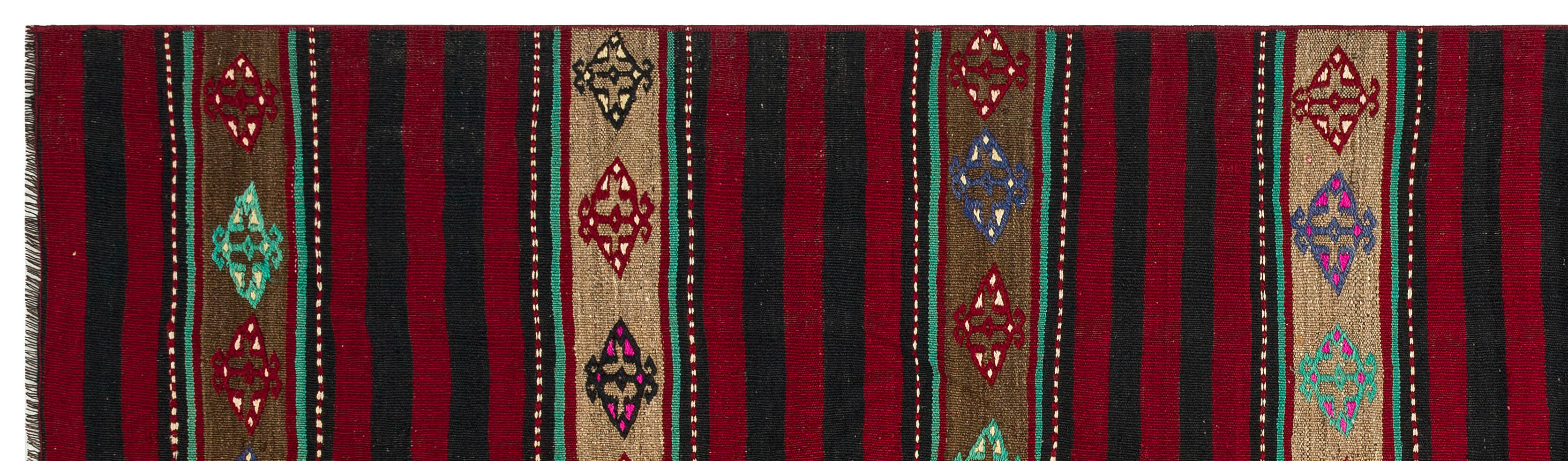 Striped Design Hand Knotted Kilim Runner 2'11'' x 10'2'' ft 90 x 311 cm