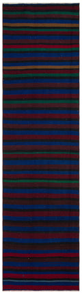 Striped Over Dyed Kilim Rug 2'8'' x 9'9'' ft 81 x 298 cm