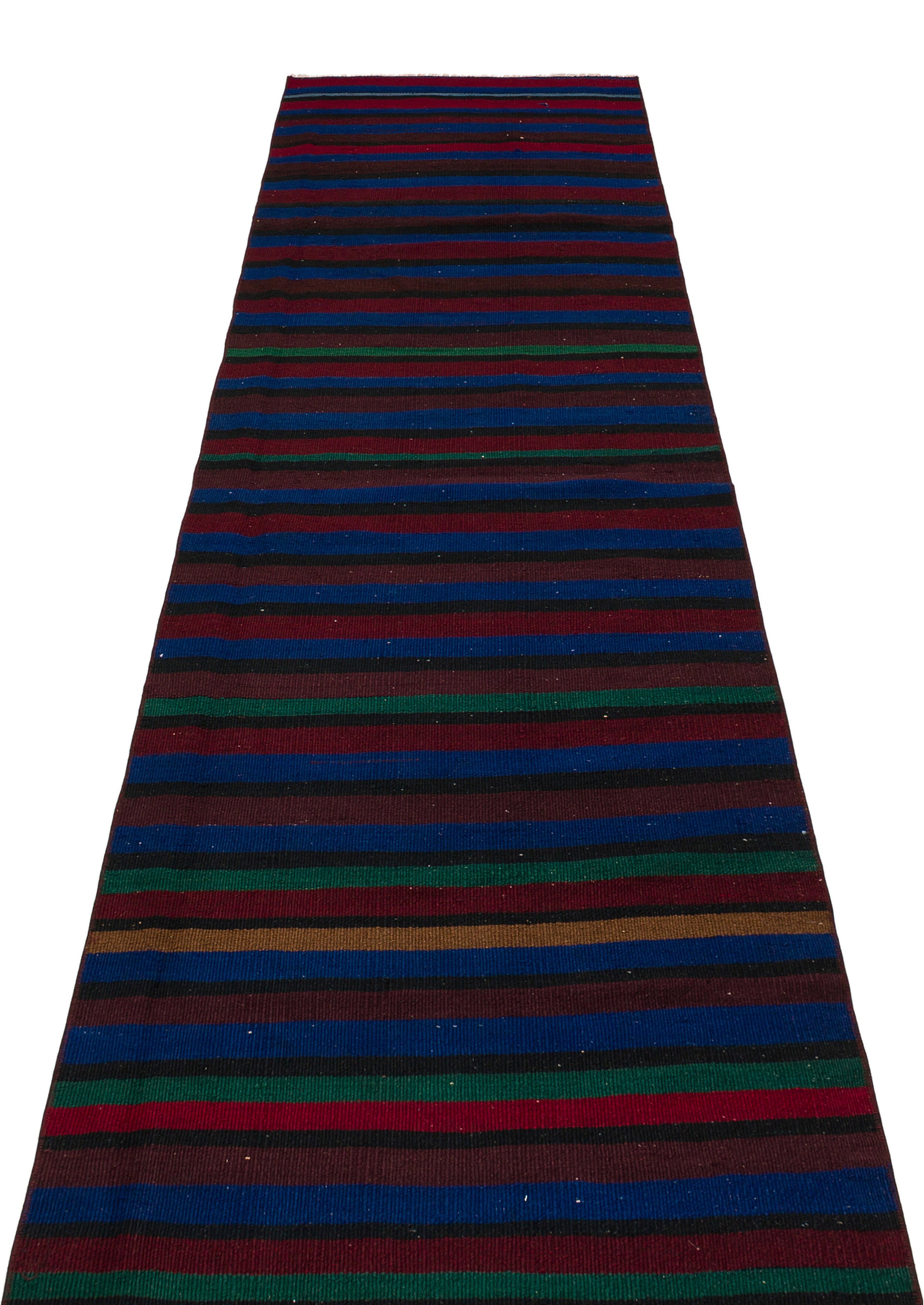 Striped Over Dyed Kilim Rug 2'8'' x 9'9'' ft 81 x 298 cm