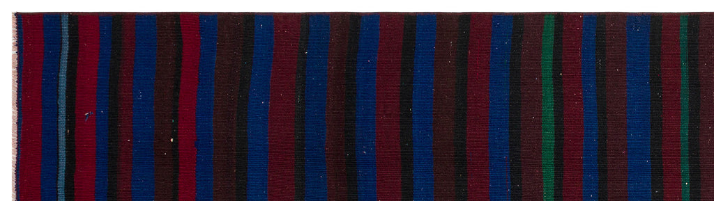 Striped Over Dyed Kilim Rug 2'8'' x 9'9'' ft 81 x 298 cm