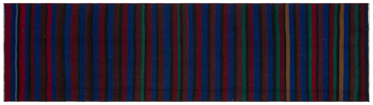 Striped Over Dyed Kilim Rug 2&#39;8&#39;&#39; x 9&#39;9&#39;&#39; ft 81 x 298 cm