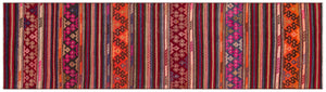 Geometric Over Dyed Kilim Rug 2'7'' x 9'9'' ft 80 x 297 cm