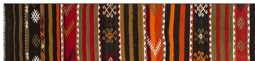 Geometric Design Hand Knotted Kilim Runner 2'9'' x 11'10'' ft 83 x 360 cm