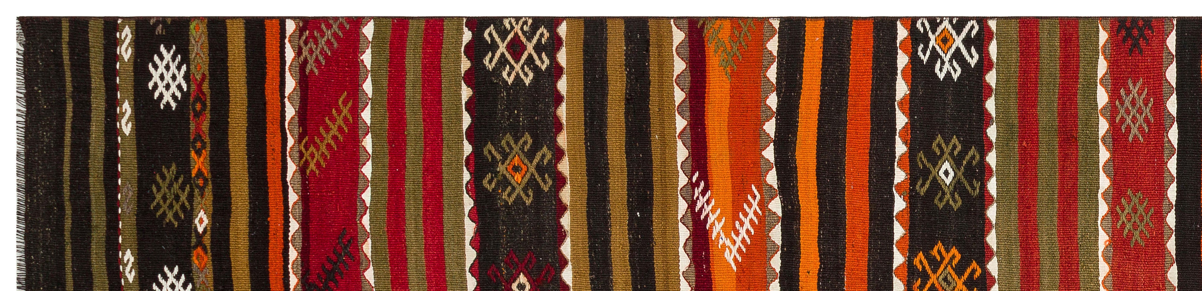 Geometric Design Hand Knotted Kilim Runner 2'9'' x 11'10'' ft 83 x 360 cm