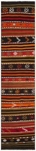 Geometric Design Hand Knotted Kilim Runner 2'9'' x 11'10'' ft 83 x 360 cm