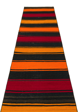 Striped Over Dyed Kilim Rug 2'7'' x 9'11'' ft 80 x 301 cm