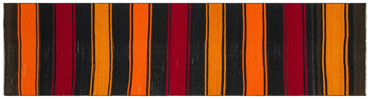 Striped Over Dyed Kilim Rug 2&#39;7&#39;&#39; x 9&#39;11&#39;&#39; ft 80 x 301 cm