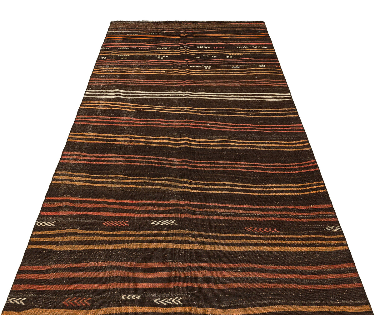 Striped Over Dyed Kilim Rug 4&#39;6&#39;&#39; x 8&#39;12&#39;&#39; ft 137 x 274 cm