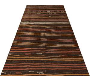 Striped Over Dyed Kilim Rug 4'6'' x 8'12'' ft 137 x 274 cm