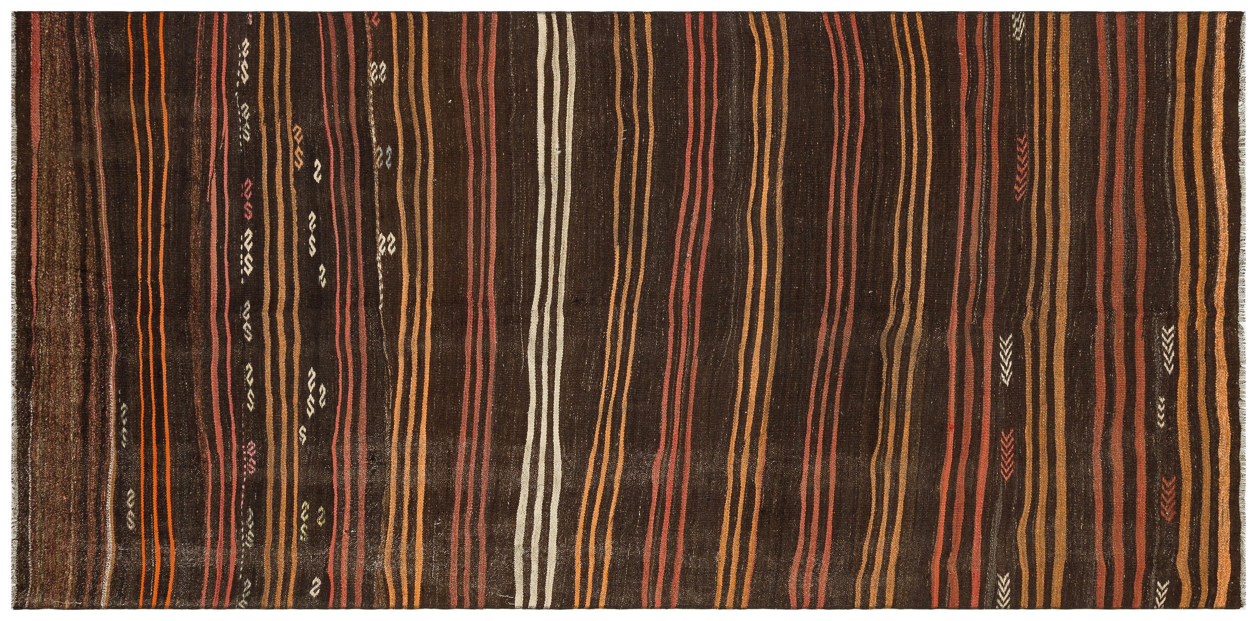 Striped Over Dyed Kilim Rug 4'6'' x 8'12'' ft 137 x 274 cm