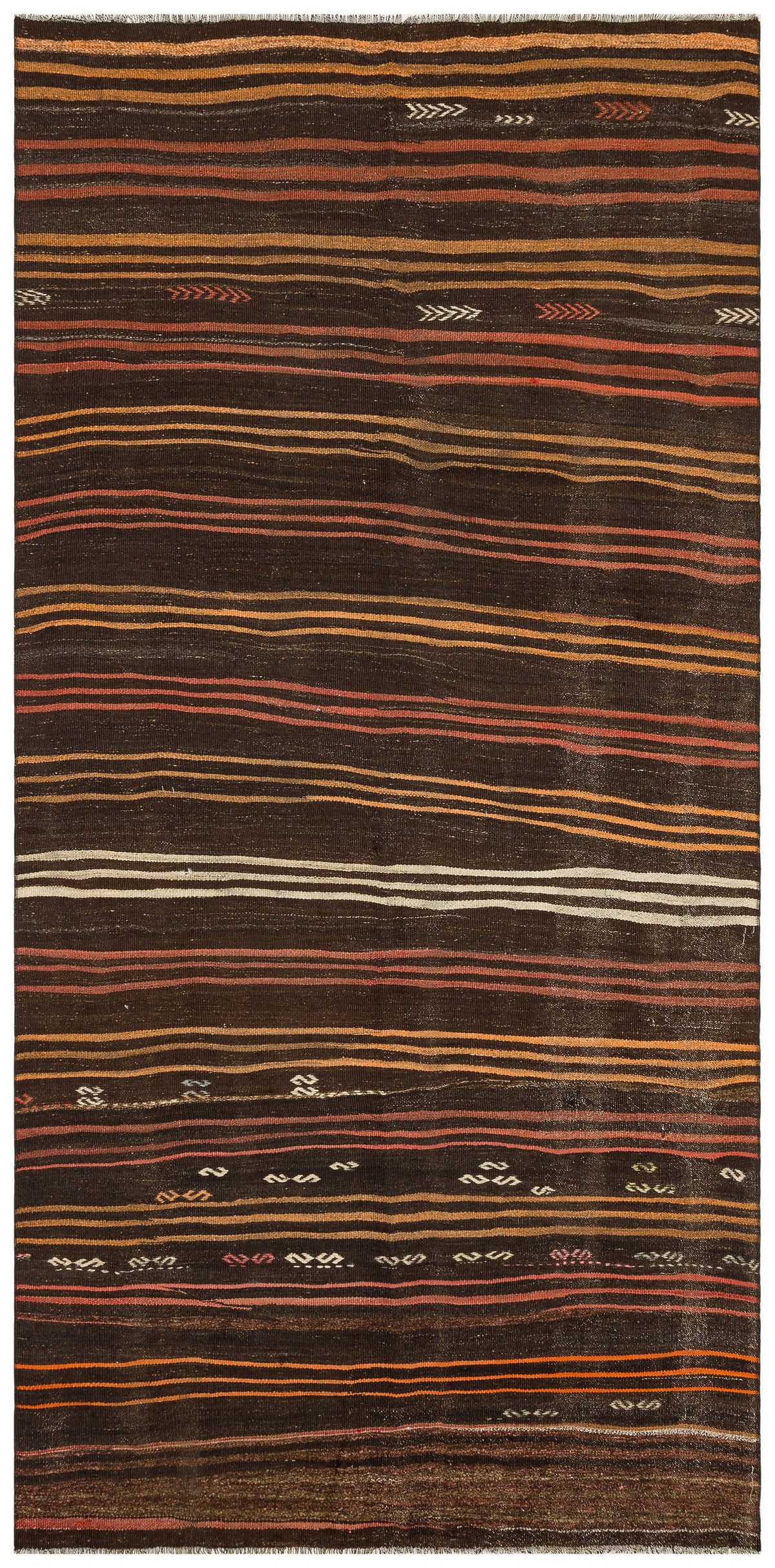 Striped Over Dyed Kilim Rug 4&#39;6&#39;&#39; x 8&#39;12&#39;&#39; ft 137 x 274 cm