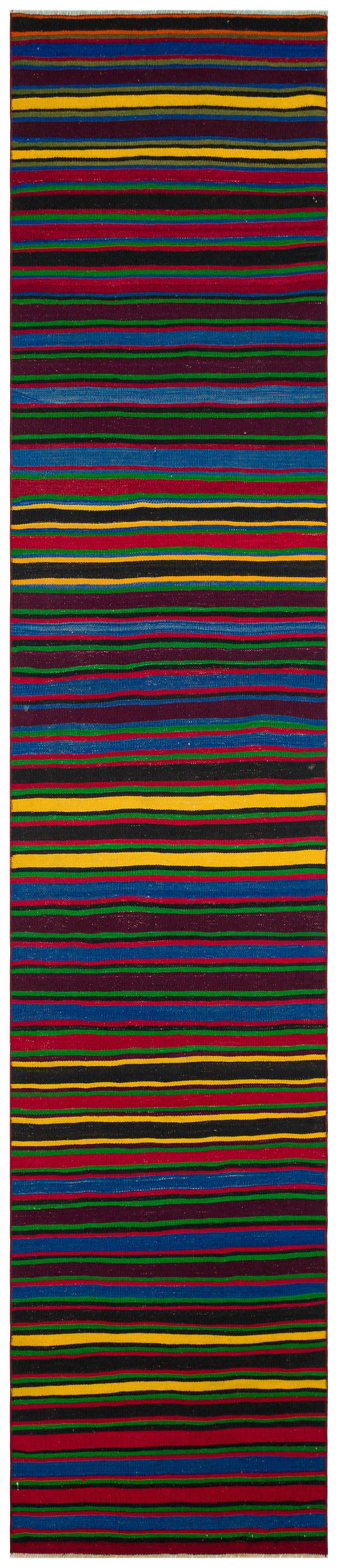 Striped Over Dyed Kilim Rug 2&#39;8&#39;&#39; x 13&#39;0&#39;&#39; ft 82 x 397 cm