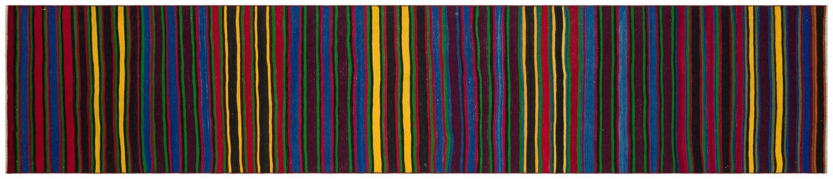 Striped Over Dyed Kilim Rug 2&#39;8&#39;&#39; x 13&#39;0&#39;&#39; ft 82 x 397 cm
