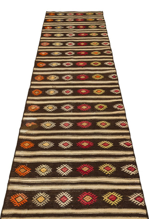 Striped Over Dyed Kilim Rug 2'7'' x 9'9'' ft 79 x 297 cm