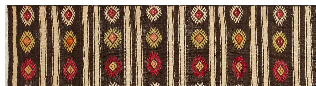 Striped Over Dyed Kilim Rug 2'7'' x 9'9'' ft 79 x 297 cm