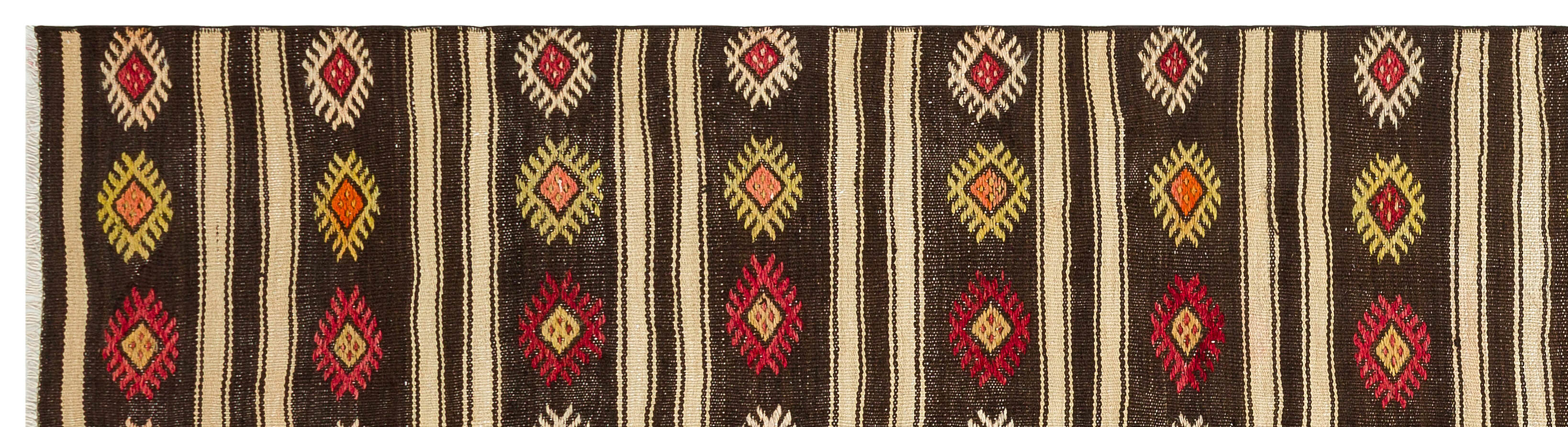 Striped Over Dyed Kilim Rug 2'7'' x 9'9'' ft 79 x 297 cm