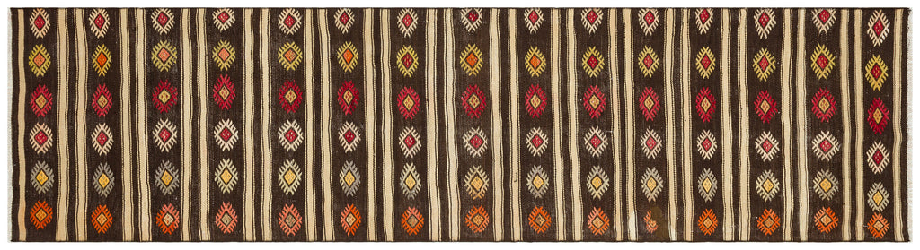 Striped Over Dyed Kilim Rug 2'7'' x 9'9'' ft 79 x 297 cm
