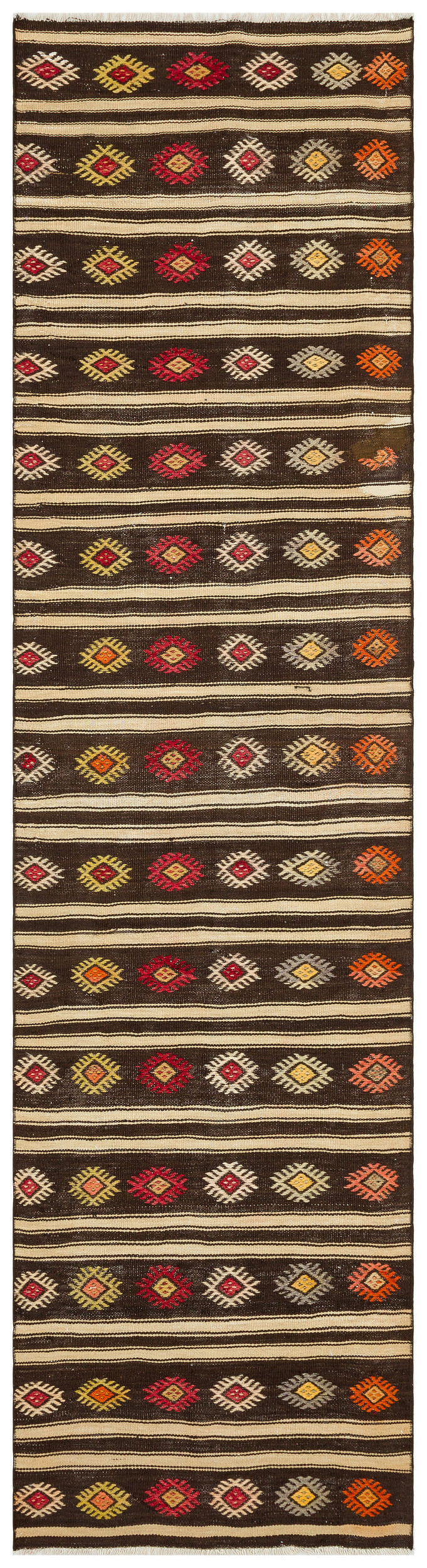 Striped Over Dyed Kilim Rug 2'7'' x 9'9'' ft 79 x 297 cm