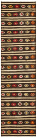 Striped Over Dyed Kilim Rug 2'7'' x 9'9'' ft 79 x 297 cm