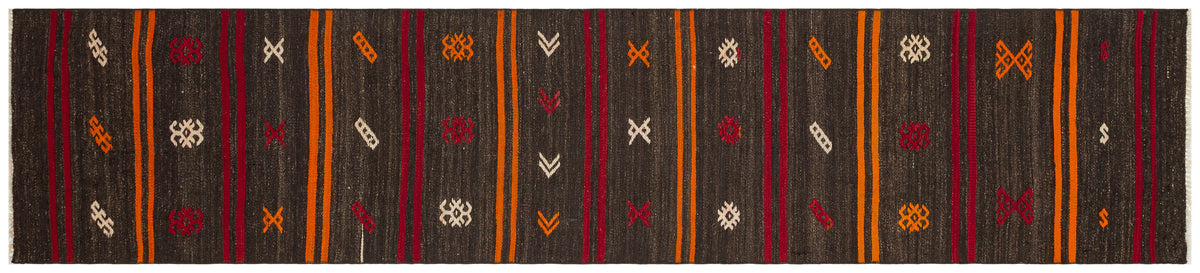 Striped Design Hand Knotted Kilim Runner 2&#39;5&#39;&#39; x 11&#39;3&#39;&#39; ft 73 x 343 cm