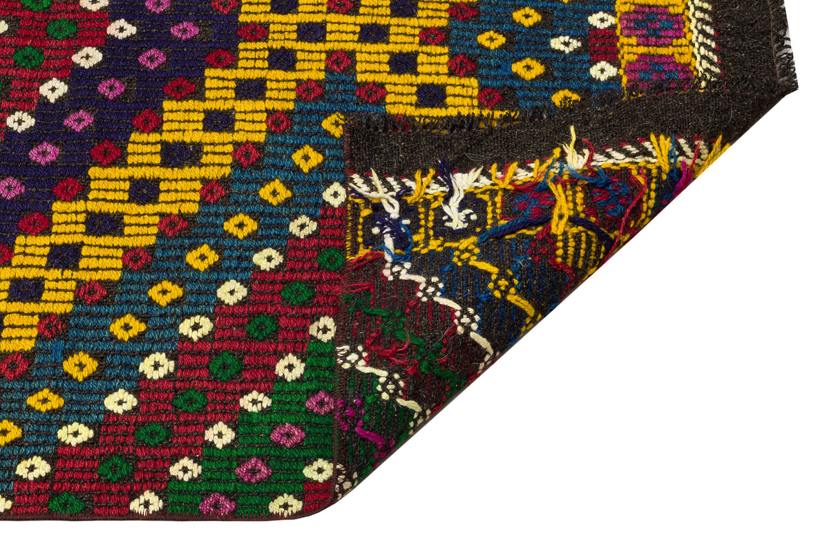 Geometric Design Colorful Hand Knotted Kilim Runner 2&#39;11&#39;&#39; x 11&#39;8&#39;&#39; ft 88 x 355 cm