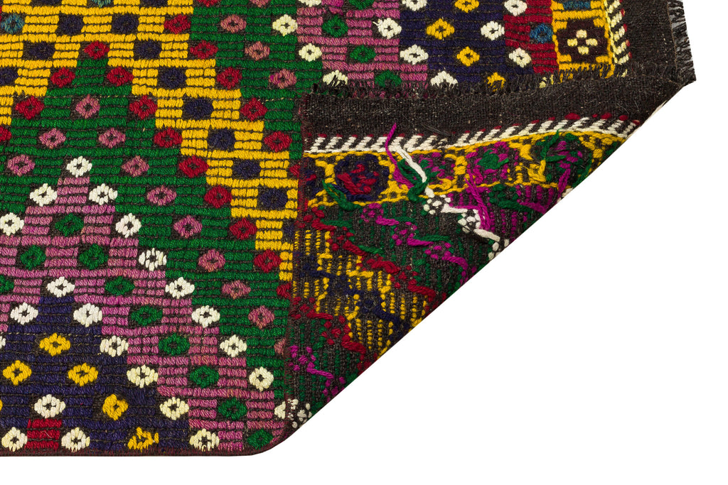Geometric Over Dyed Kilim Rug 3'1'' x 11'3'' ft 93 x 344 cm