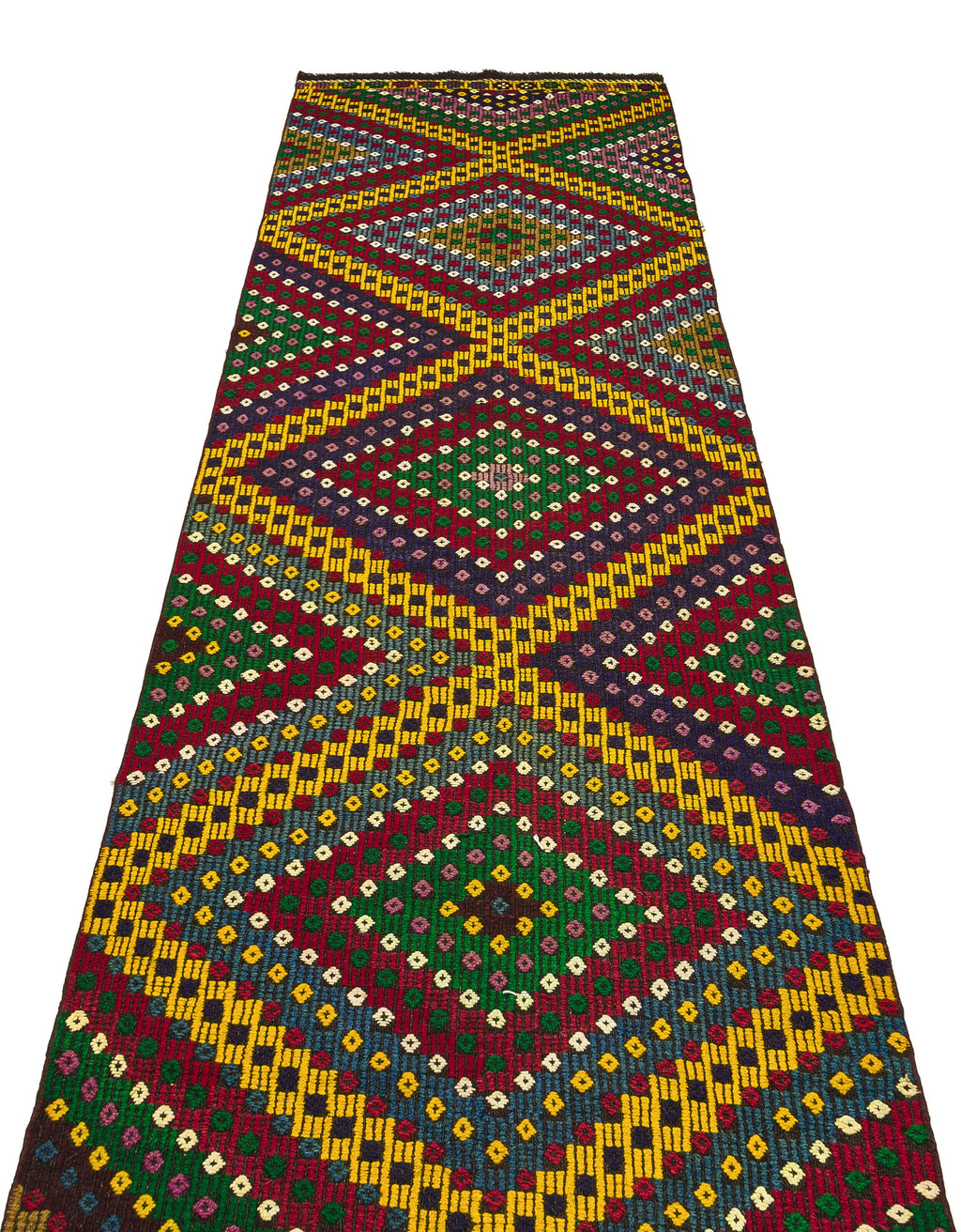 Geometric Over Dyed Kilim Rug 3'1'' x 11'3'' ft 93 x 344 cm